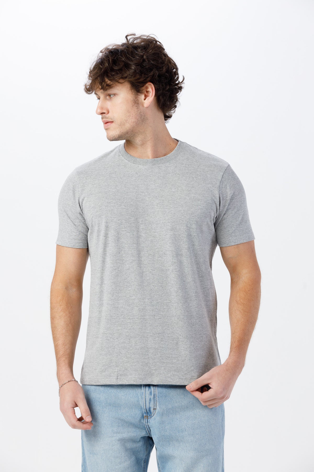 Camiseta Básica Lisa Unissex - 100% Algodão -Fio 30.1 Gola Careca - Mescla