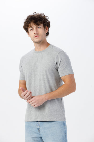 Camiseta Básica Lisa Unissex - 100% Algodão -Fio 30.1 Gola Careca - Mescla