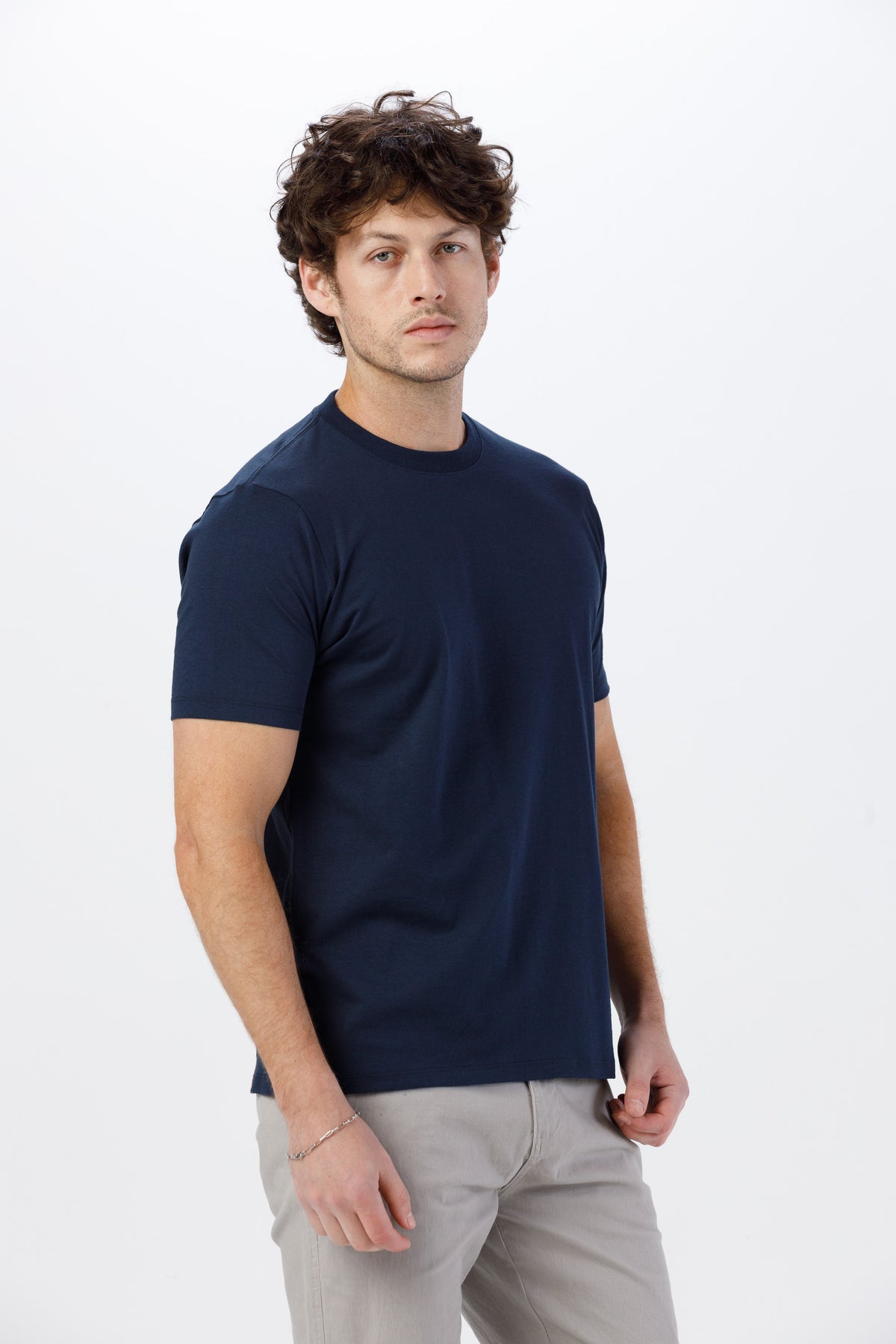 Camiseta Básica Lisa Unissex - 100% Algodão -Fio 30.1 Gola Careca - Marinho