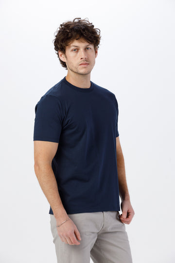 Camiseta Básica Lisa Unissex - 100% Algodão -Fio 30.1 Gola Careca - Marinho