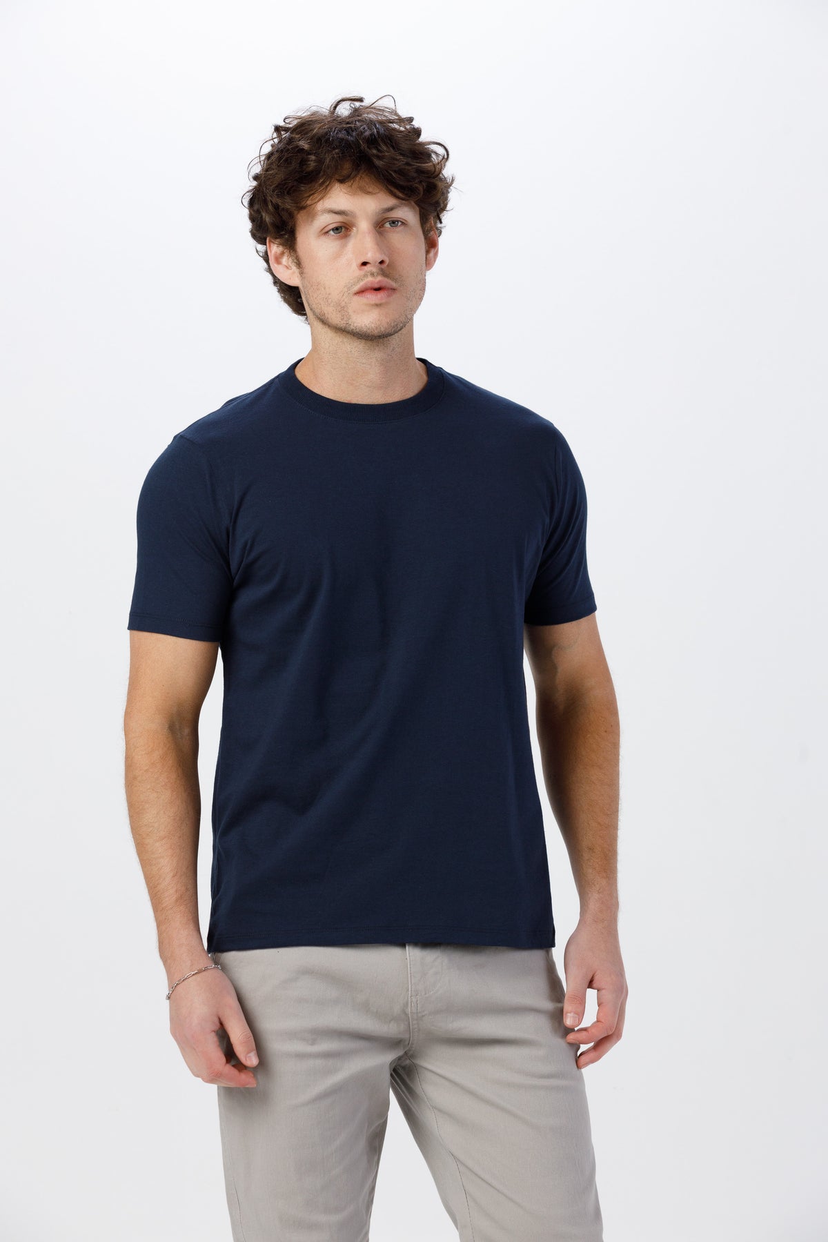 Camiseta Básica Lisa Unissex - 100% Algodão -Fio 30.1 Gola Careca - Marinho