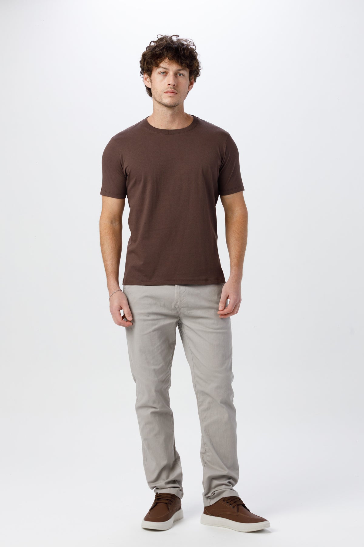 Camiseta Básica Lisa Unissex - 100% Algodão -Fio 30.1 Gola Careca - Marrom