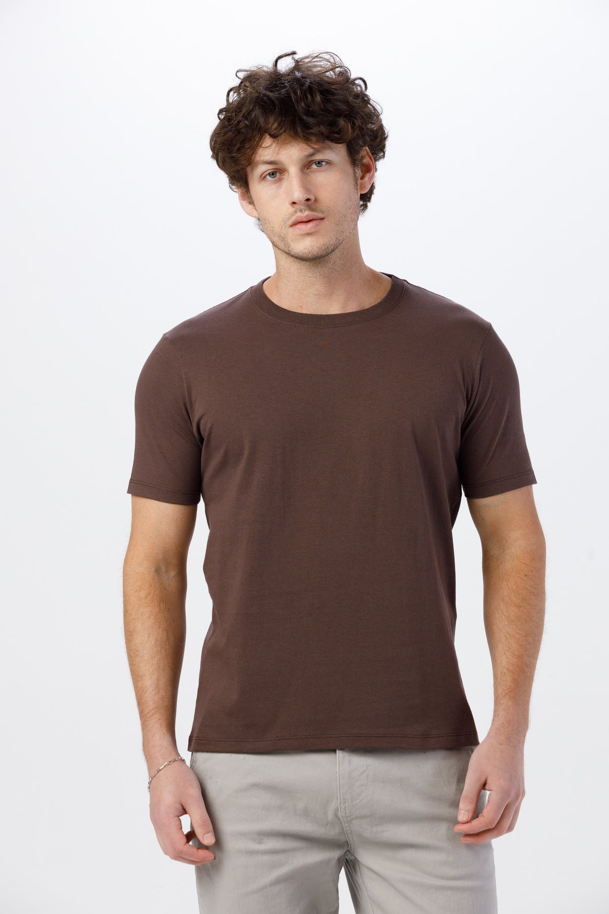 Camiseta Básica Lisa Unissex - 100% Algodão -Fio 30.1 Gola Careca - Marrom