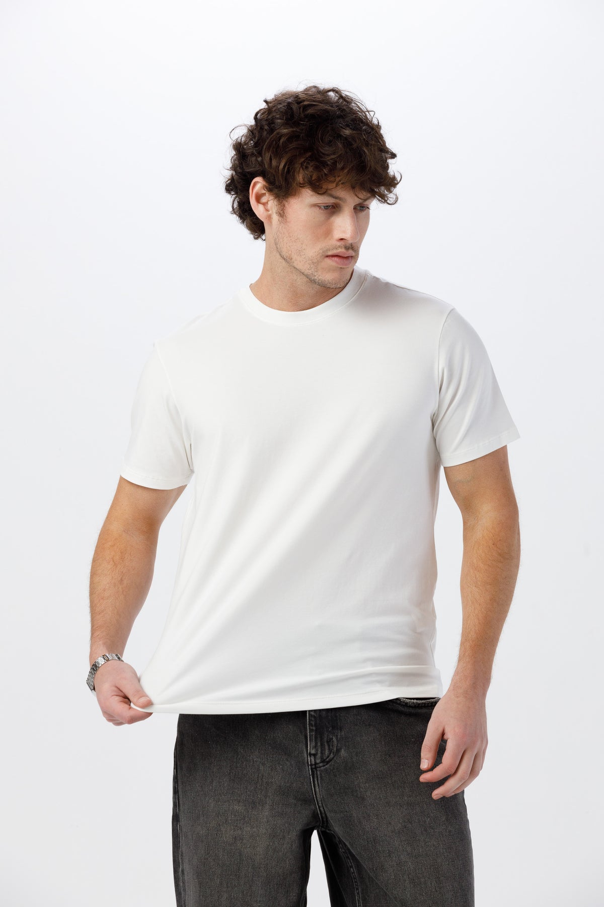 Camiseta Premium Unissex -  Algodão com Elastano - Off White
