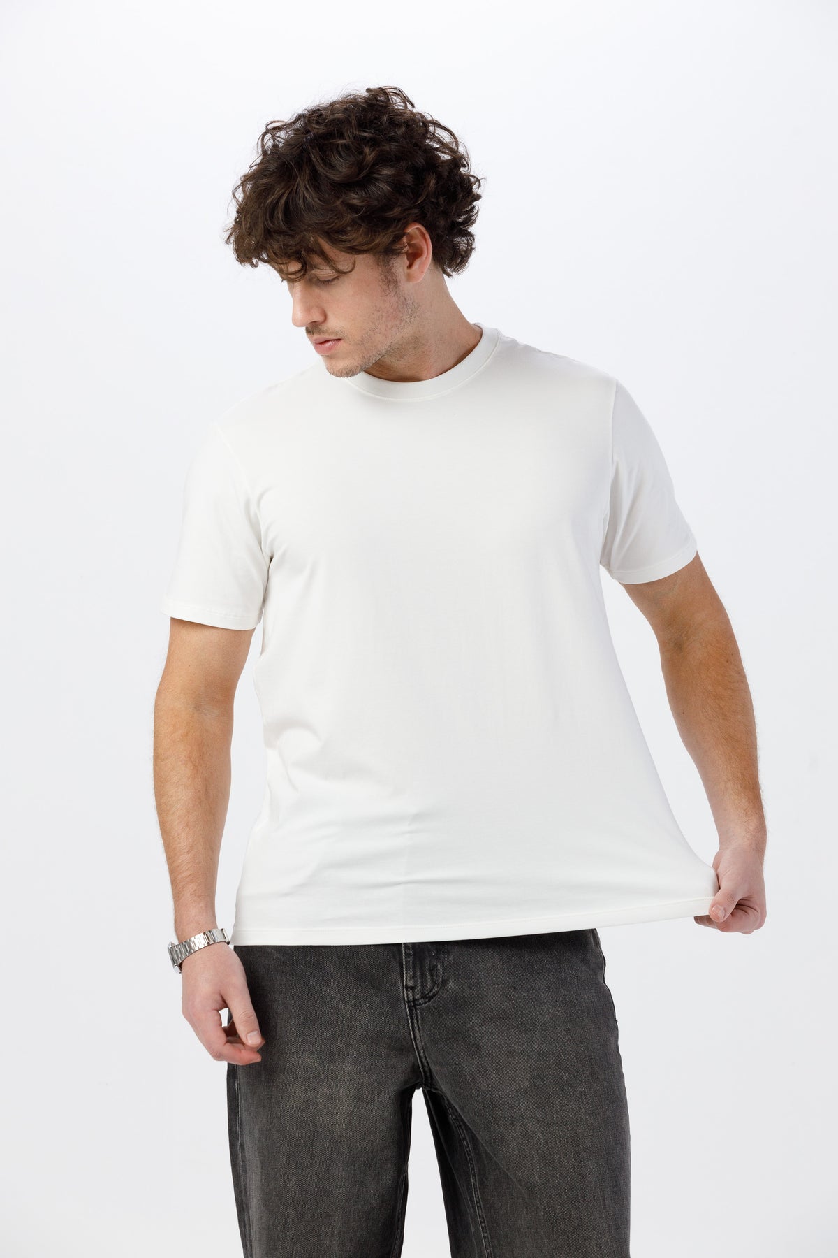 Camiseta Premium Unissex -  Algodão com Elastano - Off White