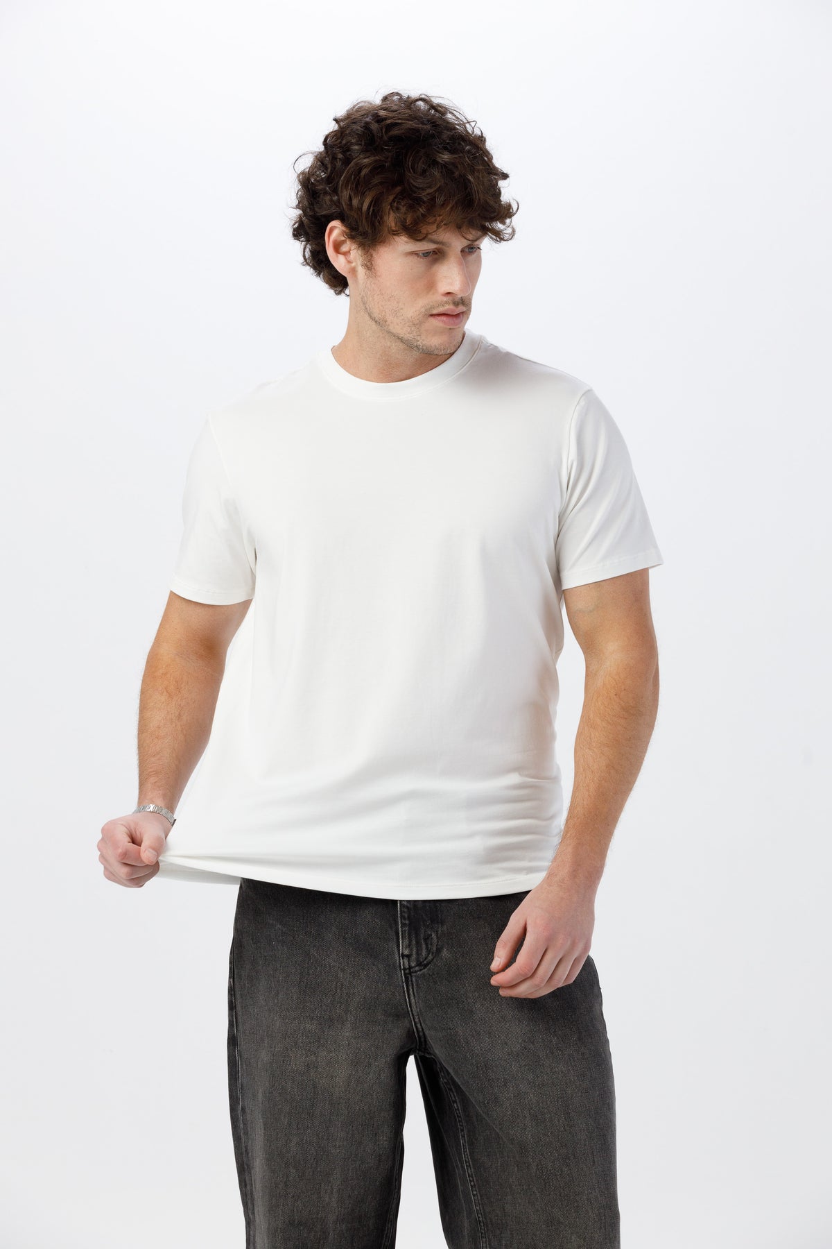Camiseta Premium Unissex -  Algodão com Elastano - Off White