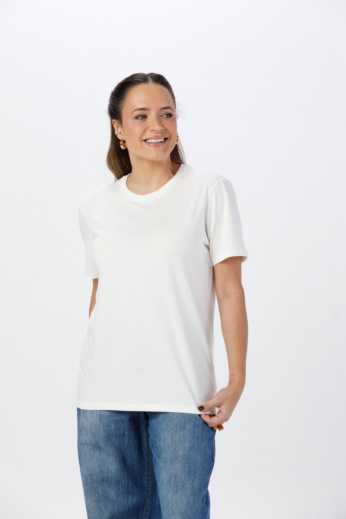 Camiseta Premium Unissex -  Algodão com Elastano - Off White
