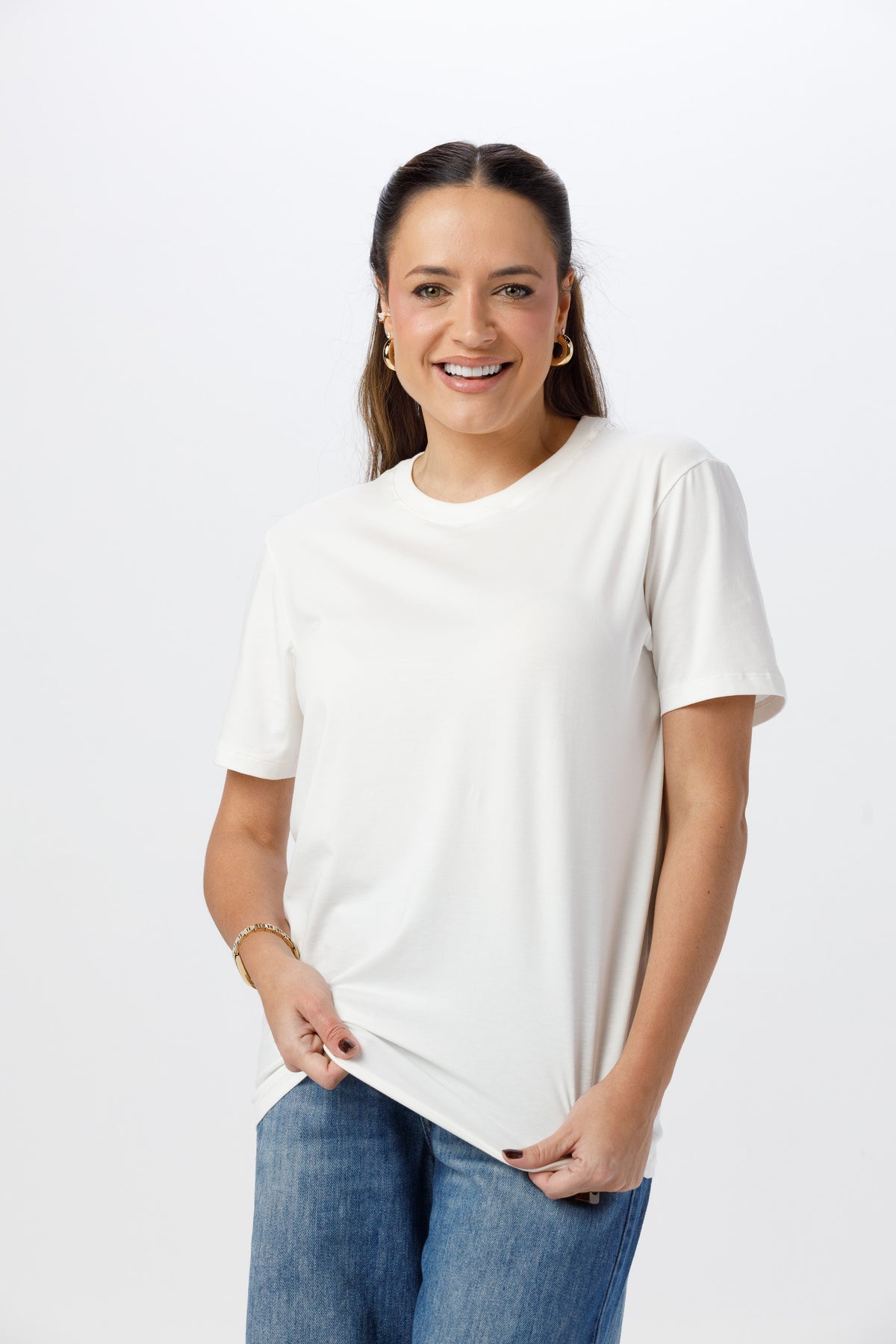 Camiseta Premium Unissex -  Algodão com Elastano - Off White