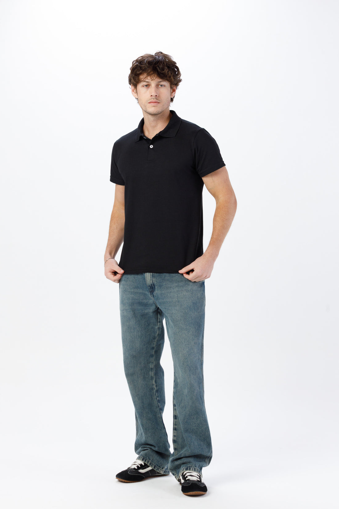 Camisa Gola Polo Unissex Piquet - Preta