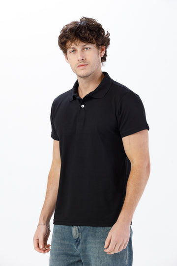 Camisa Gola Polo Unissex Piquet - Preta